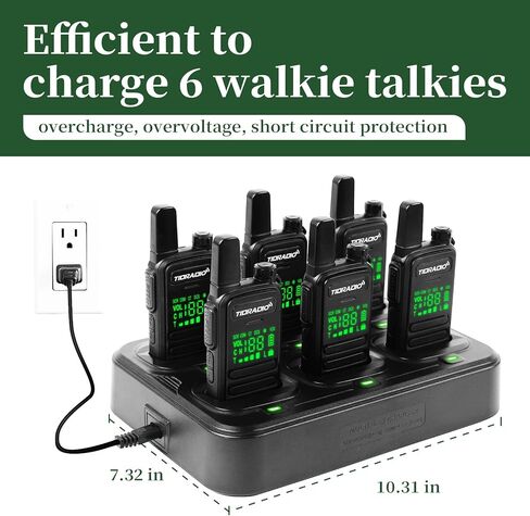 TIDRADIO TD-M11 Waterproof Walkie Talkies for Adults,Hidden LED Display,Wireless Programming,NOAA,VOX,Frequency Copy,Rechargeable Long Range Two Way Radios with 6 Way Gang Charger (6 Pack) in Kuwait