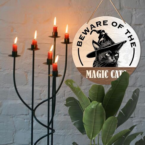 Muktoujaumai Witch Sign Decor, Witchy Hanging Sign Decor Farmhouse Wall Decorations Magic Witchcraft Sign for Front Door, Gothic House, Living Room, Housewarming Gift for Wicca Pagan, Blessed Home in Saudi Arabia