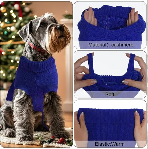 Small Dog Sweaters Winter Puppy Sweater Knit Sweater for Pet Warm Solid Dog Coat for Cold Weather (Dark Blue, Small) in Saudi Arabia