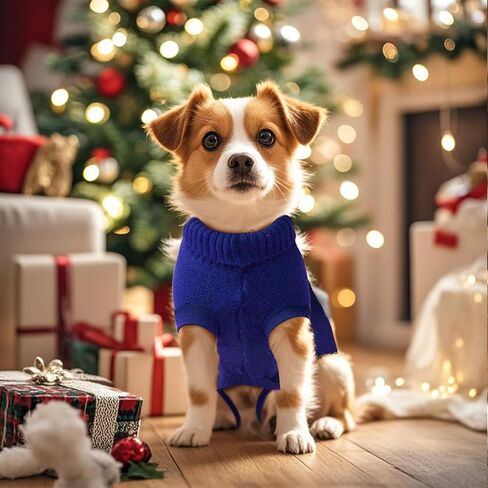 Small Dog Sweaters Winter Puppy Sweater Knit Sweater for Pet Warm Solid Dog Coat for Cold Weather (Dark Blue, Small) in Saudi Arabia