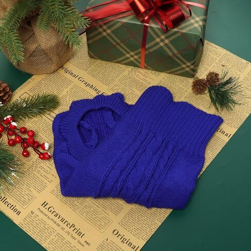 Small Dog Sweaters Winter Puppy Sweater Knit Sweater for Pet Warm Solid Dog Coat for Cold Weather (Dark Blue, Small) in Saudi Arabia
