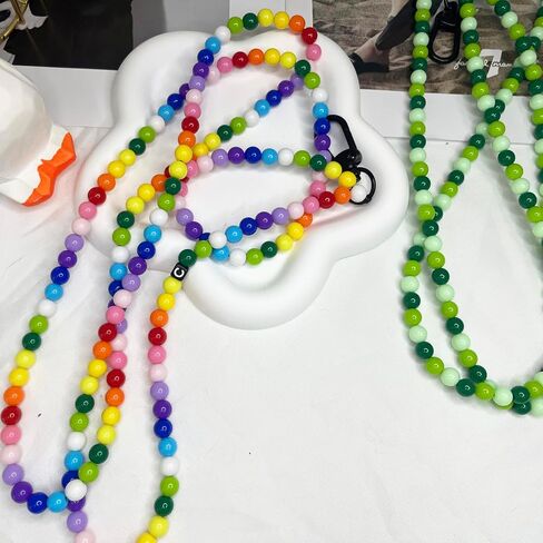 Colorful Beads Universal Cell Phone Lanyard,Cross-body Phone Charm for Women Girls,CellPhone Neck Lanyards Phone Straps Hands-Free Phone Chain Neck Strap for Phone Case(Rainbow Color) in Saudi Arabia