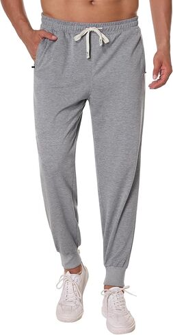 SILKWORLD بنطال رياضي رجالي كاجوال للركض برباط الخصر رياضي للجري والتمارين الرياضية مع جيوب بسحاب in Kuwait