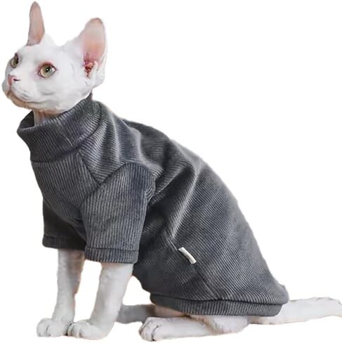 Sphynx Cat Warm Turtleneck Sweater, Thick Soft Hairless Cats Fleece Clothes, Two-Legged Winter Onesie for Cats and Small Dogs,Warm Outfit Coat Pjs for Cats and Puppy (Light Brown, XL (6.5-8.5lbs)) in Kuwait