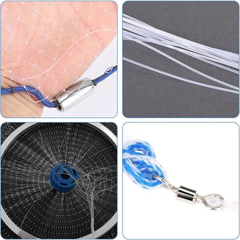 Small Casting Net Fishing Cast Net, Fishing Cast Net with Aluminum Ring, Outdoor Nylon Monofilament Cast Hand Throw Fishing Mesh Net, Extension Net Diameter 94 141 188Inch in Saudi Arabia