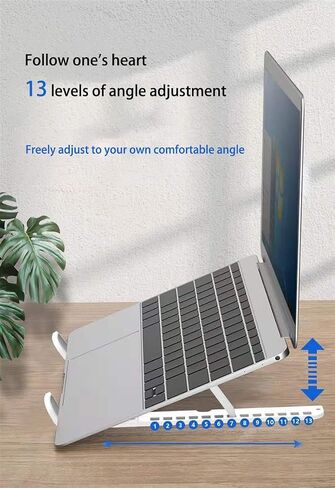 Laptop Stand，Portable Laptop Stand，Works with Most notebooks 13 Levels Adjustable（10-17"） (White) in Saudi Arabia