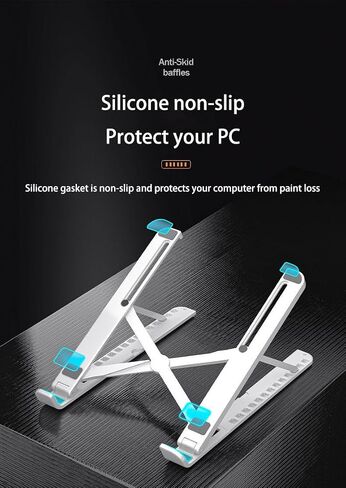Laptop Stand，Portable Laptop Stand，Works with Most notebooks 13 Levels Adjustable（10-17"） (White) in Saudi Arabia