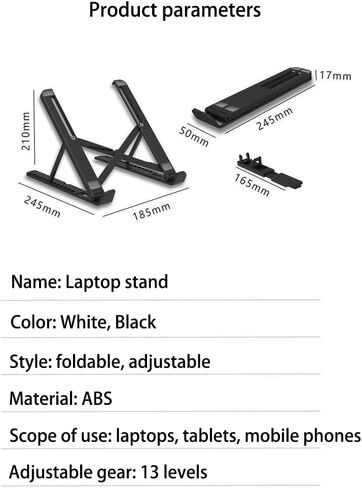 Laptop Stand，Portable Laptop Stand，Works with Most notebooks 13 Levels Adjustable（10-17"） (White) in Saudi Arabia