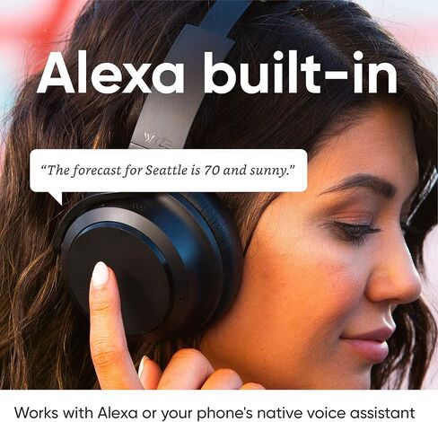 سماعات رأس WYZE بخاصية إلغاء الضوضاء، سماعات رأس فوق الأذن مع إلغاء الضوضاء النشط، صوت عالي الدقة، وضع الشفافية، Alexa مدمج، أبيض in Kuwait
