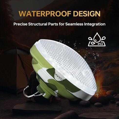 LED Camping Tent Light, Portable LED Camping Lantern with 2 Light Colors, White & Yellow, Dimmable, Water Resistant Emergency Camp Light, Rechargeable Lantern, 5200mAh Battery, Camo in Saudi Arabia