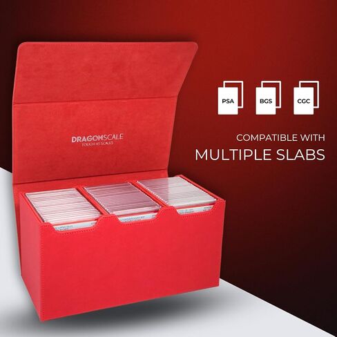 Premium Leather Double-Row Graded Card Slab Storage Case | PSA BGS CGC | Durable & Waterproof Slab Case Holder for Graded Sports & Trading Cards | Holds up to 40 PSA Slabs (Black) in Saudi Arabia