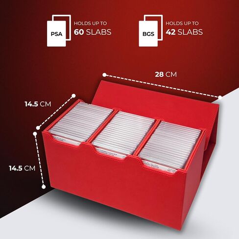 Premium Leather Double-Row Graded Card Slab Storage Case | PSA BGS CGC | Durable & Waterproof Slab Case Holder for Graded Sports & Trading Cards | Holds up to 40 PSA Slabs (Black) in Saudi Arabia