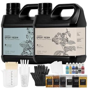 Epoxy Resin 64OZ Kit - Crystal Clear Art Resin and Hardener Kit for Beginners,No Yellowing,No Bubble,Fast Cure,Self Leveling to Easy Mix 1:1 for River Table Top,Art Crafts,Jewelry Making