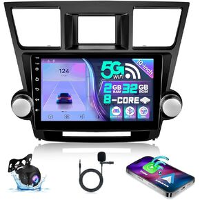 5Ghz WiFi Car Stereo Radio for Toyota Highlander 2009-2014 Support JBL 8 Core 10 Inch Touch Screen with Wireless Carplay Android Auto BT 48 EQ GPS Mirror Link Backup Camera 4+32 G