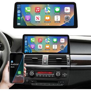 Road Top 12.3 Inch Car Touchscreen Wireless CarPlay Android Auto for BMW X5 X6 Series E70/E71 2009-2013 Year with CIC System, Car Stereo Multimedia Radio Receiver