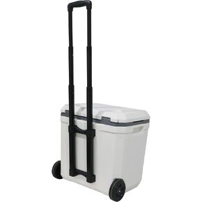 36 Quart Hard Chest Cooler with Easy Fastener Design,Insulated Portable Ice Box,Retractable Handle and Wheel Roller Cooler,Camping,Beach Ice Drink,Fishing,Picnic,Barbecue,Boat Party.White