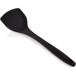 Silicone Wok Spatula, Upgrade Nonstick Turner Spatula Heat Resistant Solid Silicone Stir Fry Turner for Non Stick Cookware (Red)