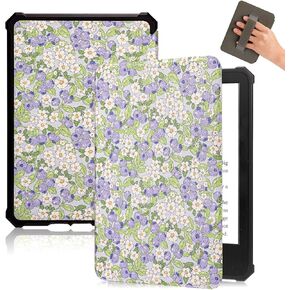 Fancity Case Compatible with 6" Kindle 11th Generation 2024 2022 Release, TPU Soft Cover with Hand Strap Smart Sleep/Wake Case Compatible with 2024 2022 Kindle 11th Gen E-Reader, Wild Rose