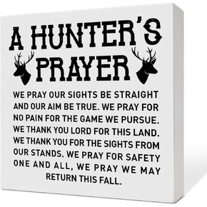 Hunting Desk Decor, Hunting Hunt Decoration Hunter Home Living Room Bedroom Decor Wooden Box Sign, Hunting Gifts for Men Dad Boys Husband, A Hunter's Prayer