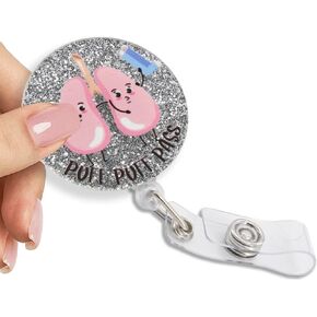 It's A Beautiful Day to Help Little Lungs Retractable Badge Reel with Glitter, Funny Badge Holder for Respiratory Medicine ICU RRT Nurse Doctor Lung Therapist, Gift for Respiratory Therapist
