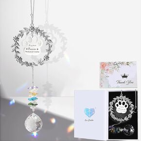 Pet Memorial Suncatcher Dog Memorial Gifts for Loss of Dog, Crystals Sun Catcher Rainbow Bridge Pet Grave Markers Dog Paw Print Kit