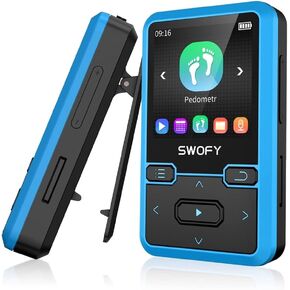 32GB Clip MP3 Player with Bluetooth 5.0, SWOFY M10 Music Player Support Max 128GB TF Card, Mini Design Ideal for Sports Black