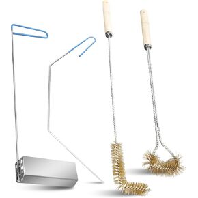 4-IN-1 Fryer Cleaning Tools, L Shaped Fryer Cleaning Brush, Deep Fryer Crumb Scoop, Long Handle Deep Fryer Basket Cleaning Brush, Deep Fryer Cleanout Rod, Applies to Commercial Kitchen, Fryer, Drain