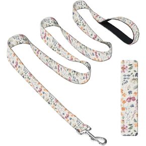 Dog Leash with Neoprene Handle, Dog Training Leash, 6FT Cute Durable Polyester Dog Leashes for Medium & Large Dogs Walking Colorful Flowers