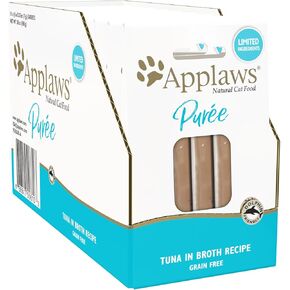 Applaws Natural Cat Treats, Limited Ingredient Treats for Cats, Tuna in Broth Puree, 10 Packs of 8 x 0.25oz Puree Sticks