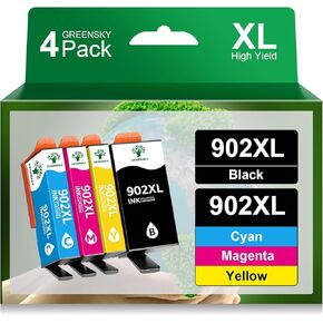 GREENSKY Compatible 902XL Ink Cartridge for HP Printer Replacement for HP 902 902XL Ink Cartridge Combo Pack Compatible with HP Officejet Pro 6968 6978 6970 6958 6960 6975 6954 6962 Printer 4 Pack