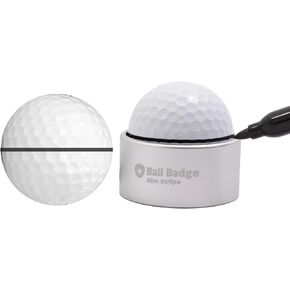 Ball Badge Aim Stripe - 360 Degree Golf Ball Line Marker Kit with Golf Bag Attachment - Golf Ball Alignment Marker Tool - Full Metal Alignment Ball Marker - Putting Alignment Tool