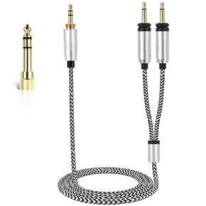 Focal Cable Compatible with Focal Clear, Celestee, Elear, Elegia, Stellia, AH-D600, AH-D7200, AH-D9200, AH-D5200 Headphones, 3.5mm Stereo Headphone Cable with 6.35mm Adapter, 4ft