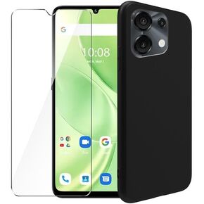 Case for Umidigi G9 5G + Glass Screen Protector Tempered Film - Transparent Silicone Soft Flexible Bumper Shockproof TPU Protective Cover Shell for Umidigi G9 5G (Black)
