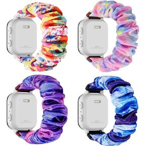 4 Pack Kids Scrunchie Bands Compatible with Gizmo Watch 3 2 1/Gabb Watch 3e 3 2 1/SyncUP Watch/Cosmo Jr Track Watch, 20mm Stretchy Solo Loop Cute Replacment Bands for Boys & Girls
