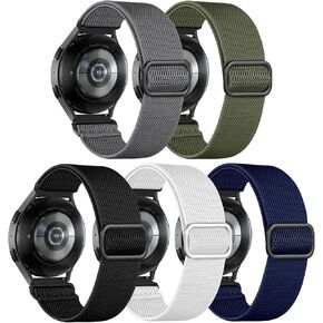 DaQin Stretchy Bands Compatible with Samsung Watch Bands 7 6 5 4 FE 40mm 44mm/Watch 6 Classic 47mm 43mm/Watch 5 Pro 45mm/4 Classic 46mm 42mm/Active 2,5 Pack 20mm Soft Nylon Sport Band for Men Women