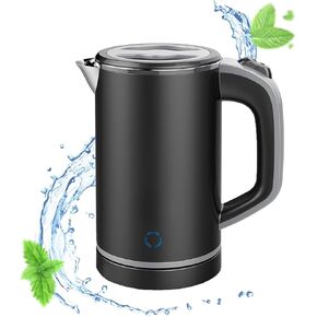 MiliPow Electric Kettle 800ml,Fast Boiling Water,Double Wall Design,Auto Shut-Off & Boil-Dry Protection,Stainless Steel BPA-Free Cool Touch Tea Kettle(Black)