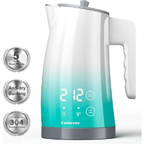 Electric Kettle Temperature Control, 304 Stainless Steel Interior, BPA-Free, Double Wall 1.25L Hot Water Boiler, 1200W Tea Kettle with Auto Shut-Off & Boil Dry Protection, Cordless Base（KCK02F）