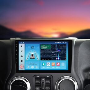 Radio Stereo for Jeep Wrangler JK 2007-2018/Grand Cherokee 2008-2011/Dodge Ram 1500 2500 3500 2009-2012 with Carplay & Android Auto 8-Core 2+32G 10 Inch Touch Screen Bluetooth GPS(with Camera)