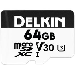 Delkin Devices Hyperspeed 64GB Micro SD Card with Adapter, Up to 100MB/s Read, 4K & Full HD 1080p, UHS-I, C10, U3, V30 for Smartphones, Tablets, GoPRO, and Dash Cam