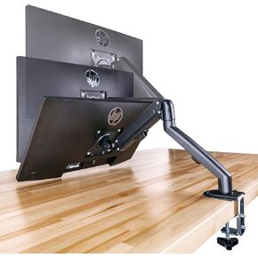 Ergoflexy EFX-1-1 Single Monitor Desk Mount Arm, Adjustable Arm for 17-27" Monitors, Full Motion Swivel, Tilt & Rotation, Height Adjustable, VESA Compatible, Space-Saving Design