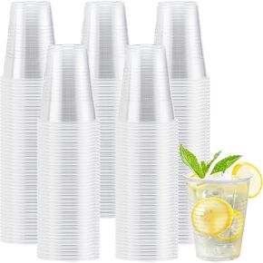 Lamosi 9 Oz Clear Plastic Cups, 50 Count Disposable Plastic Drinking Cups, PET Plastic Party Cups for Cocktail, Wine, Juice, Iced Coffee, Cold Drinks