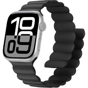 Magnetic Silicone Band Compatible with Apple Watch Bands for Women Men 44/45/46/49/42/41/40/38mm,Secure Fit Strong Magnetic Adjustable Strap for iWatch Ultra 2/1,SE2 SE Series 10 9 8 7 6 5 4 3-1