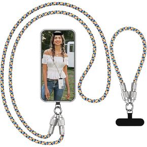 Phone Lanyard Built-in USB-C to USB-C Fast Charging Cable, 2Pack 65W High Speed Nylon Data Transfer Cord Crossbody Wrist Strap for iPhone 16 15,Samsung S24 Ultra S23 FE,Moto Razr/Edge 2024,Pixel 9 Pro