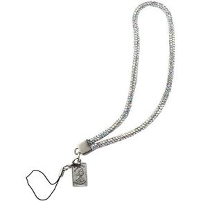 Silver Fashion Short Crystal Phone Lanyard Full Diamond Pendant Wrist Strap Bling Wristlet Keychain Strap for Woman Wallet Bag Credit Card Holder Lanyards and Wrist Straps Accessories, 1