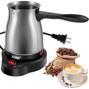 Turkish Coffee Maker, 600ml Stainless Steel 110V Turkish Coffee Machine, 5 to 6 Cups Capacity Turkish Coffee Pot, Electric Coffee Maker, Warmer Kettle with Ergonomic Handle for Home Travel
