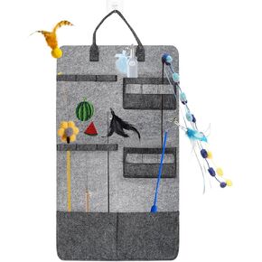Cat Teaser Toy Storage Hanging Bag, Wand Toy Holder and Cat Toy Organizer for Indoor Cats, Cat Toy Storage Box Ensuring Feline Safety and a Clutter-Free Home