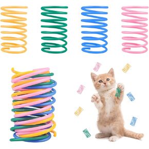 Andiker Cat Spring Toys, 12pcs Colorful & Durable Wide Plastic Cat Toys for Indoor Cats to Play to Release Energy and Keep Fit Bounce Interactive Cat Toy for Swatting, Biting, Hunting Kitten Toys (M)