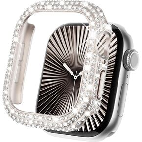 KADES Bling Watch Case Compatible for Apple Watch Series 10 46mm, Full Diamond PC Bumper Protective Face Cover for Women for iWatch 46mm, Clear