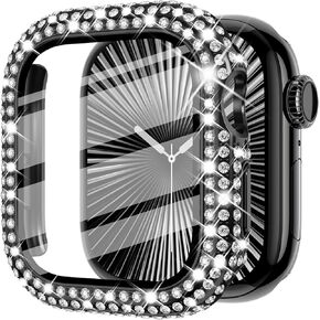 Fullife Bling Case for Apple Watch Series 10 Screen Protector 42mm, Women Glitter Diamond Rhinestone Bumper Face Cover Hard PC Protective Frame for iWatch Accessories S10 (42mm, Gold