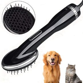 Pet Hair Dryer for Long Hair Dogs Cats，Pet Massage Blower Dryer 1000W Adjustable Temperature Settings with flexible soft bristles for Medium Large Dog with Long hair white